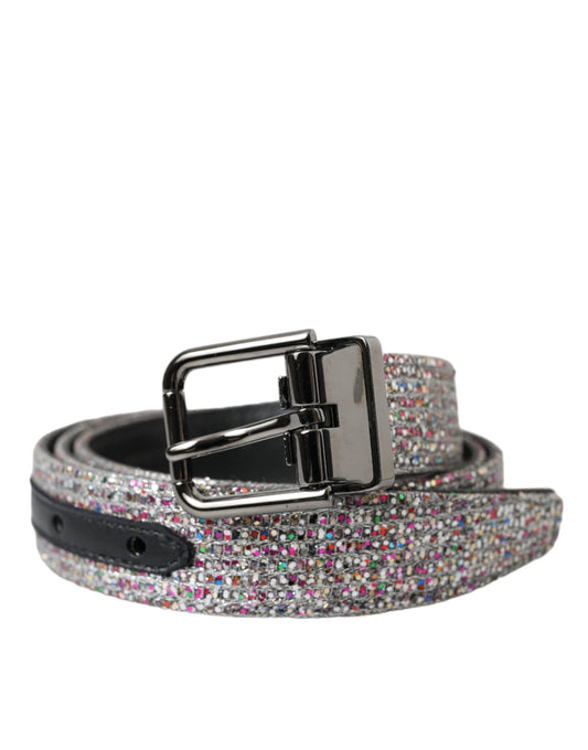 Cinturón con hebilla de metal plateado adornado con varios colores de Dolce & Gabbana