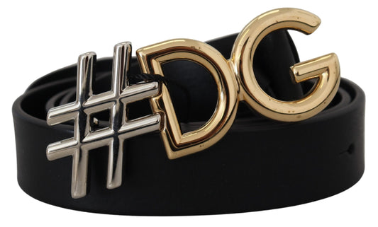 Cinturón con hebilla metálica con logotipo DG de cuero negro de Dolce & Gabbana