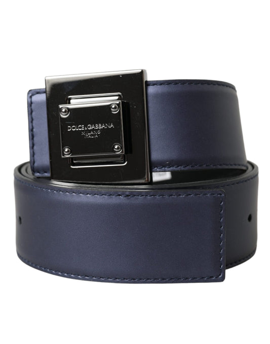 Cinturón de piel azul con hebilla de metal cuadrada de Dolce & Gabbana