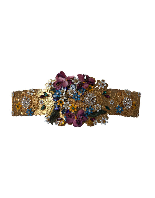 Cinturón ancho con cristales y flores adornado en varios colores de Dolce & Gabbana