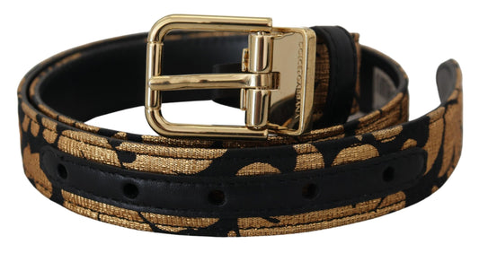 Cinturón con hebilla de logotipo en piel jacquard multicolor de Dolce & Gabbana