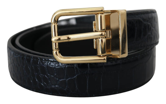Cinturón de piel exótica negra con hebilla de metal dorado de Dolce & Gabbana