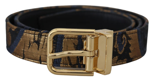 Cinturón con hebilla de logotipo en piel jacquard multicolor de Dolce & Gabbana