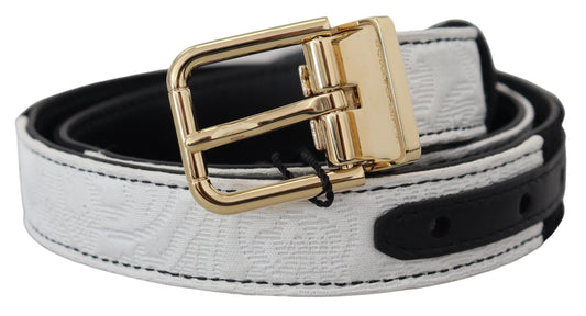 Cinturón con hebilla de metal dorado y patchwork en blanco y negro de Dolce & Gabbana