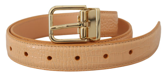 Cinturón de piel exótica beige con hebilla de metal dorado de Dolce & Gabbana