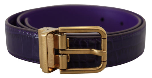 Cinturón con hebilla de metal dorado y piel exótica color morado de Dolce & Gabbana