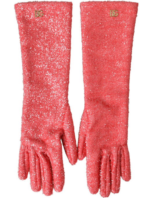 Guantes de media manga con diseño de fantasía de lúrex rosa de Dolce & Gabbana