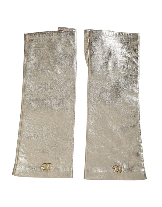 Guantes sin dedos con logotipo laminado en plata de Dolce & Gabbana