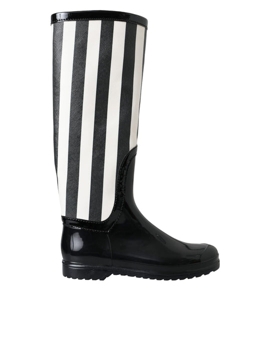 Botas planas hasta la rodilla de goma negra de Dolce & Gabbana