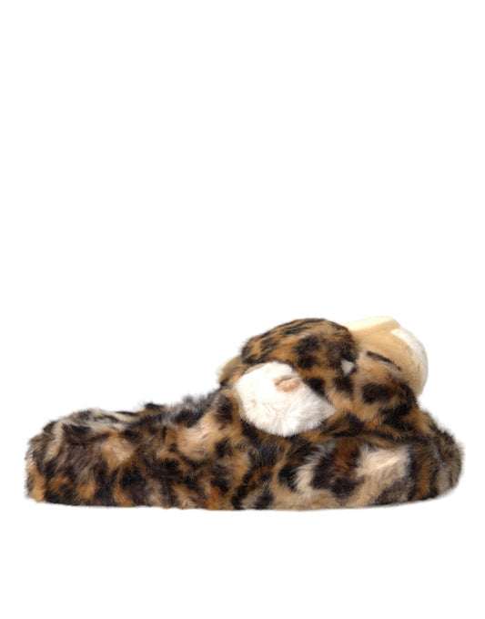 Sandalias planas con tigre en color marrón de Dolce & Gabbana