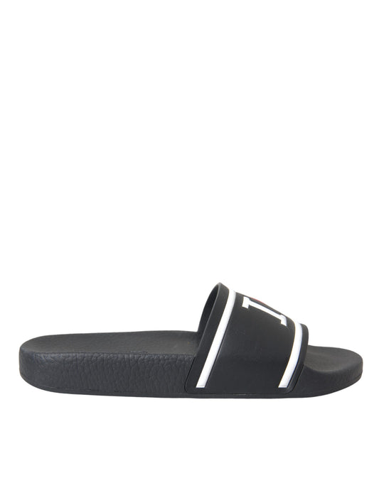 Sandalias y chanclas de cuero negro I Love D&G de Dolce & Gabbana