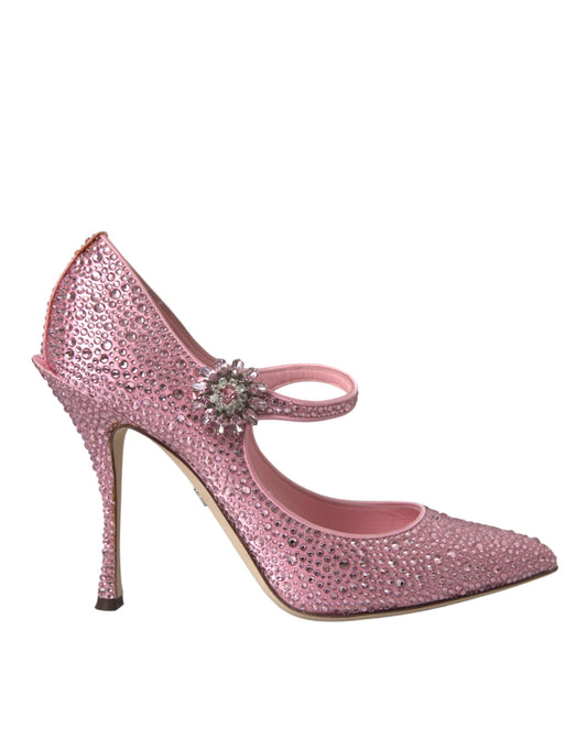Zapatos de tacón con cristales y strass en color rosa de Dolce & Gabbana