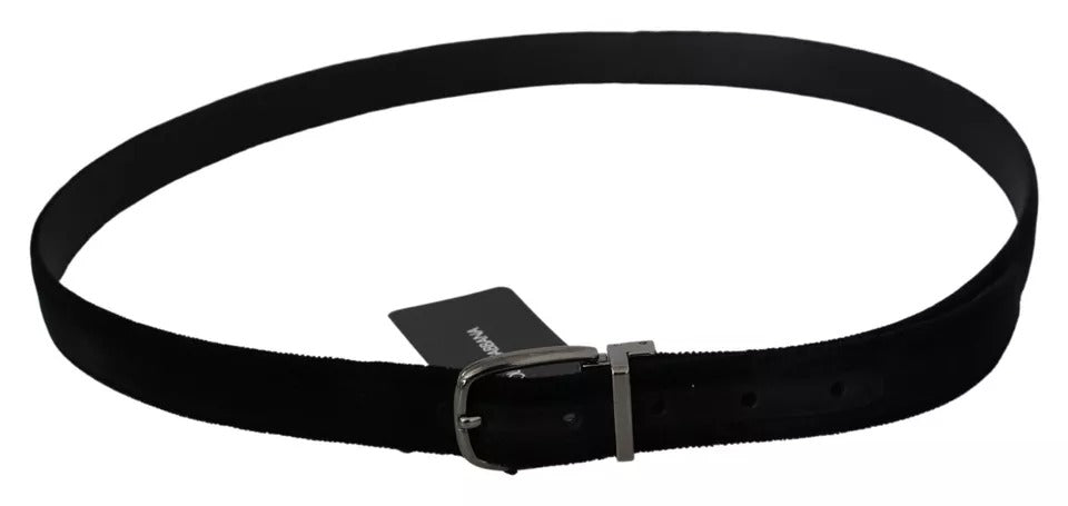 Cinturón de terciopelo negro con hebilla de metal en tono plateado de Dolce & Gabbana para hombre