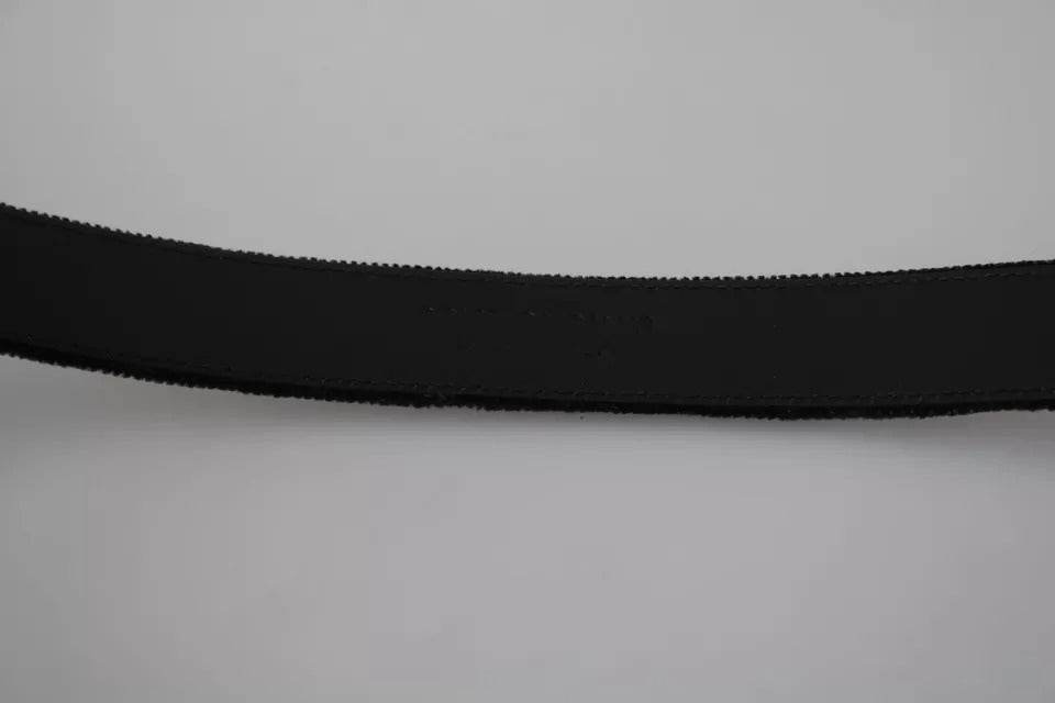 Cinturón de terciopelo negro con hebilla de metal en tono plateado de Dolce & Gabbana para hombre