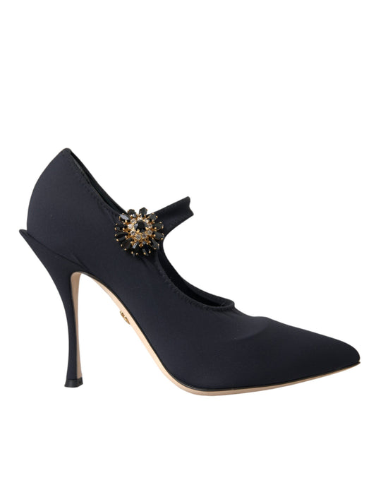 Zapatos de tacón con cristales y diseño de Mary Jane en color negro de Dolce & Gabbana
