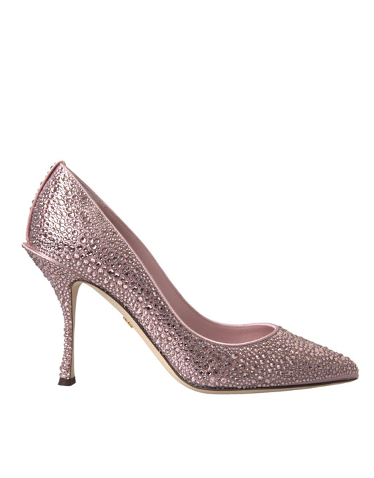 Zapatos de tacón con cristales y strass en color rosa de Dolce & Gabbana