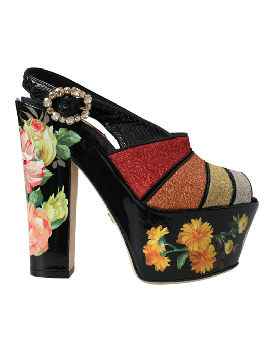 Sandalias con plataforma y cristales con diseño floral multicolor de Dolce & Gabbana