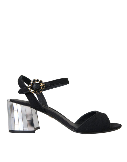 Sandalias Keira con tiras en el tobillo y cristales negros de Dolce & Gabbana