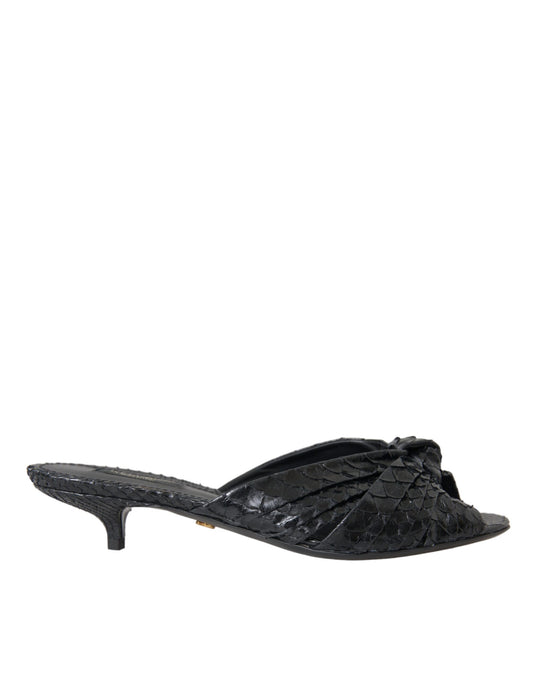 Zapatos tipo slides con tacón de piel exótica negra de Dolce & Gabbana