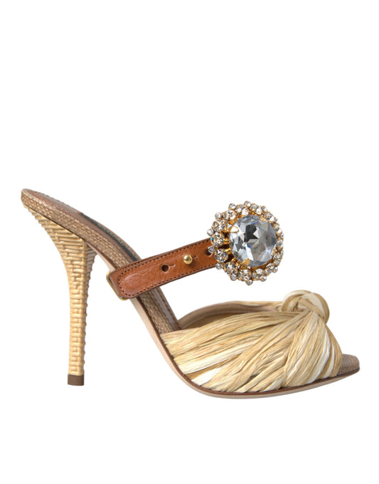 Sandalias de tacón con cristales multicolor de Dolce & Gabbana