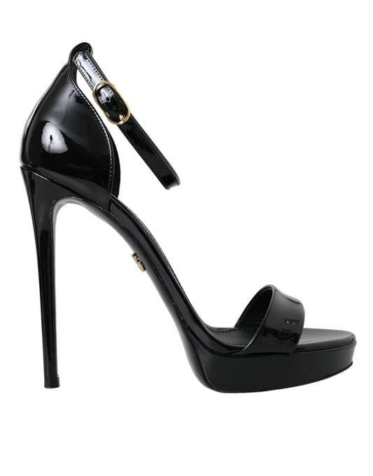 Sandalias de tacón de piel color negro KEIRA de Dolce & Gabbana