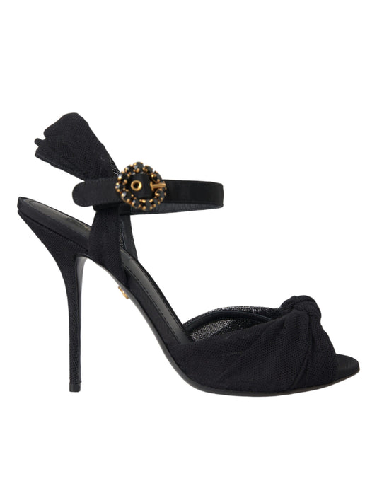 Sandalias Keira con cristales de ante negro de Dolce & Gabbana