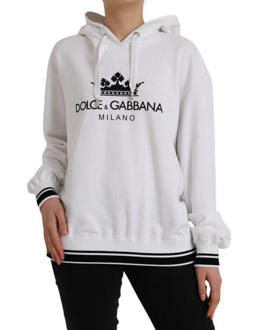 Suéter con capucha y logotipo de algodón blanco de Dolce & Gabbana