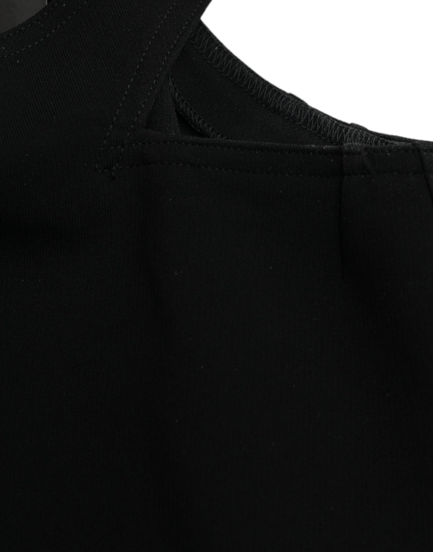 Top corto sin mangas con cuello redondo y estampado de leopardo en color negro de Dolce & Gabbana