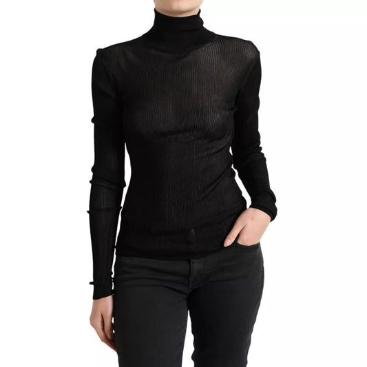 Suéter de cuello alto de viscosa negra de Dolce & Gabbana
