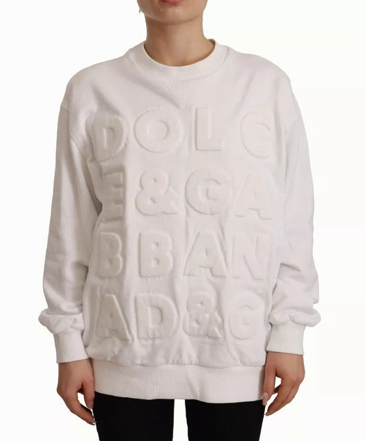 Sudadera de algodón con logo en relieve en blanco de Dolce & Gabbana