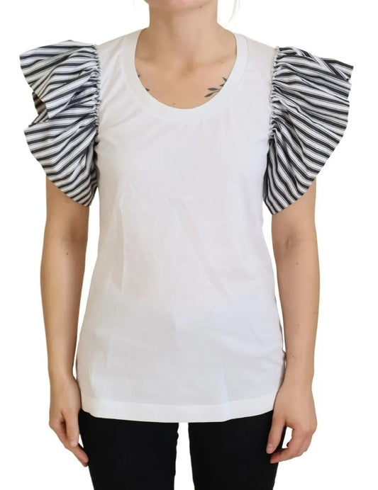 Top tipo jersey de manga corta con rayas blancas de Dolce & Gabbana