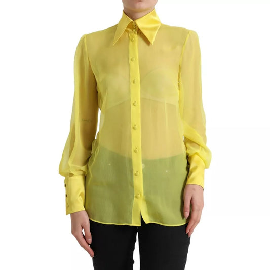 Blusa de manga larga con botones en amarillo de Dolce & Gabbana