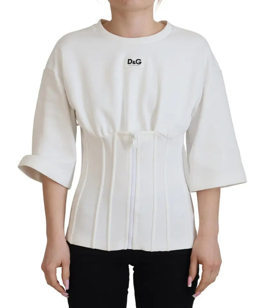 Camiseta de algodón elástica con corsé blanco de Dolce & Gabbana