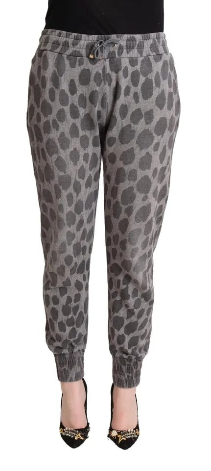 Pantalones deportivos con estampado de leopardo en gris de Dolce & Gabbana