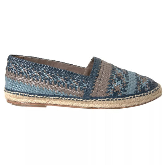 Alpargatas de piel tejida en gris azulado con diseño de búfalo de Dolce & Gabbana