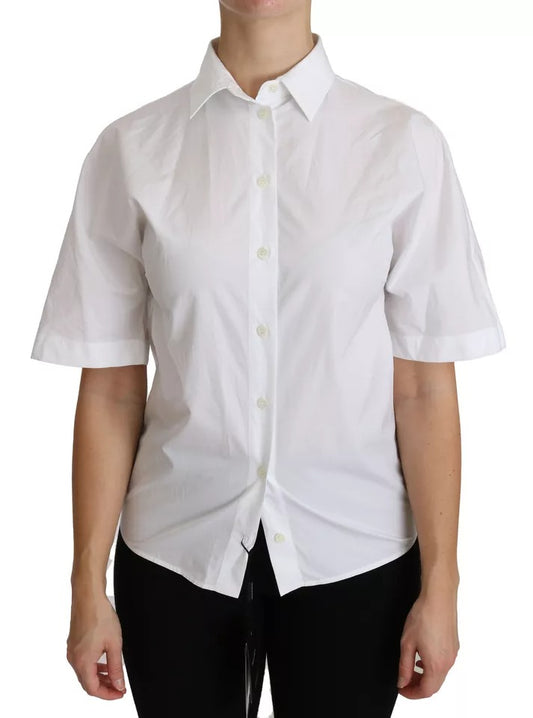 Camisa tipo polo de manga corta con cuello blanco de Dolce & Gabbana