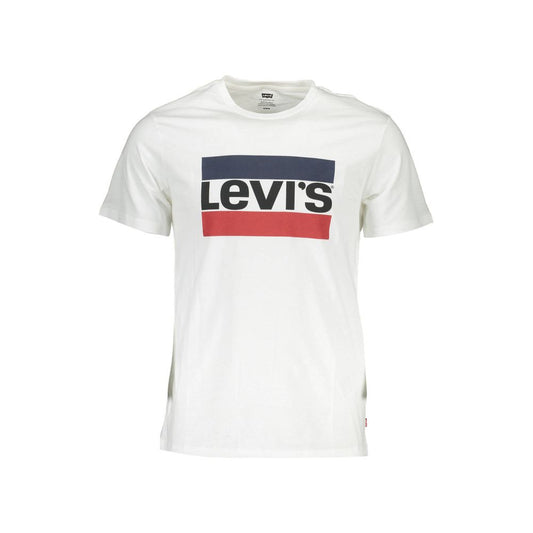Camiseta de algodón con cuello redondo y estampado del logotipo en blanco nítido de Levi's