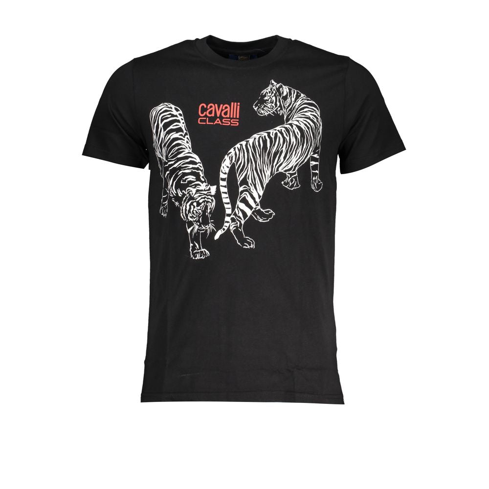 Camiseta de algodón negra Cavalli Class