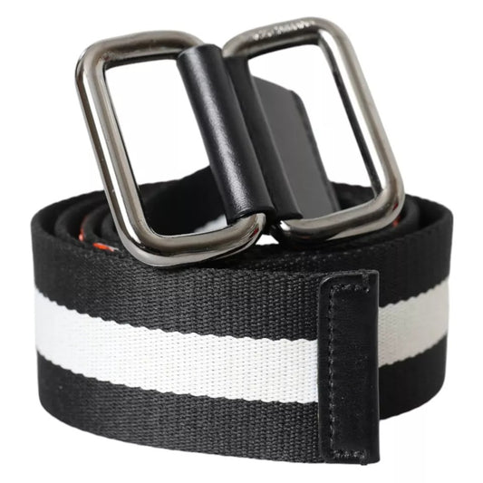 Dolce & Gabbana Orange Canvas Logo Print Metal Buckle Men Belt