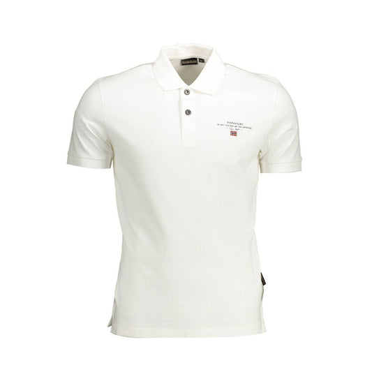 Polo elegante de algodón blanco con bordado de Napapijri