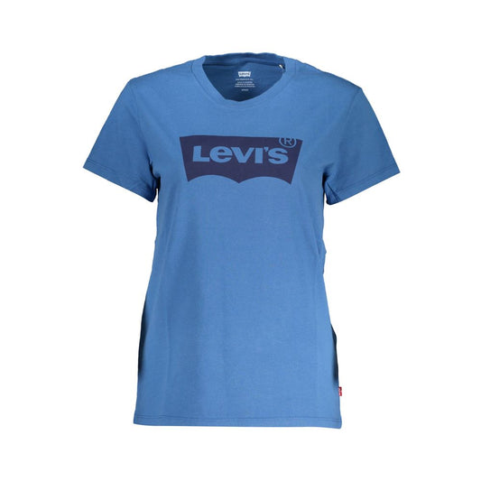 Elegante camiseta de algodón azul con estampado clásico de Levi's