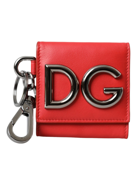 Monedero y llavero con logotipo DG de piel de becerro roja de Dolce & Gabbana