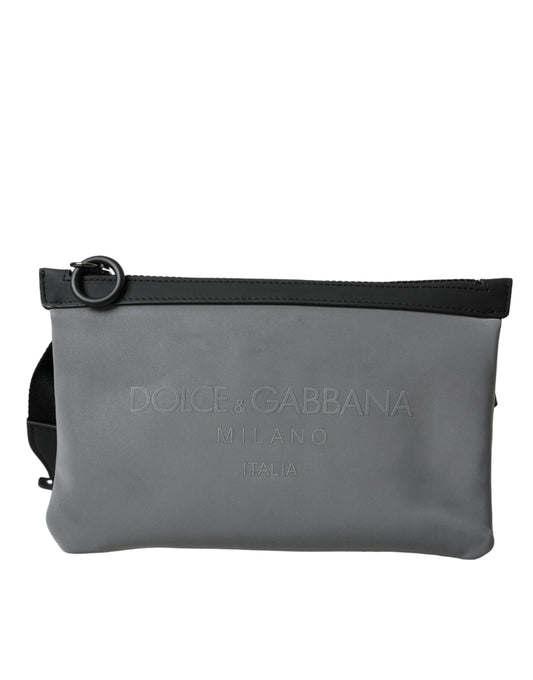 Riñonera con cremallera y logotipo de neopreno gris de Dolce & Gabbana