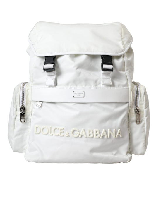 Mochila Dolce & Gabbana de nailon blanco con logotipo de goma