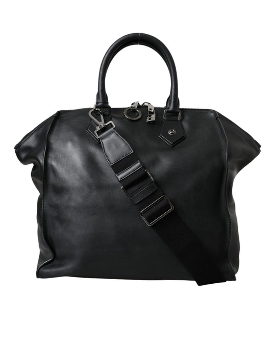 Bolso shopper estilo motero de piel de becerro lavada en negro de Dolce & Gabbana