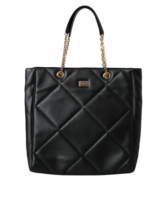 Bolso de mano para compras acolchado JUNGLE de cuero negro de Dolce & Gabbana