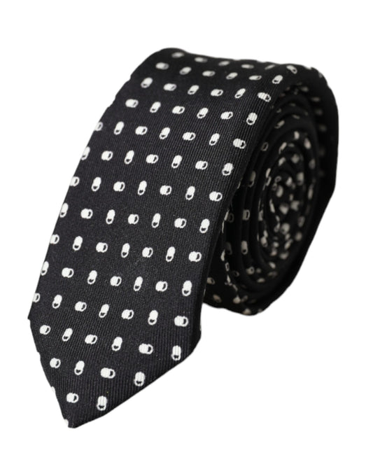 Corbata ajustable de seda 100 % con estampado negro de Dolce & Gabbana