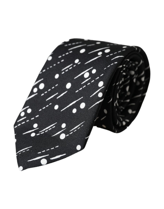 Corbata ajustable de seda 100 % con lunares negros de Dolce & Gabbana