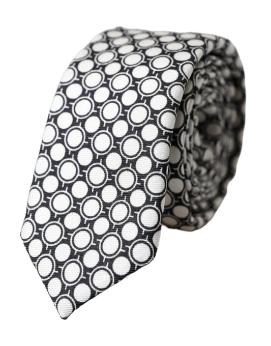 Corbata ajustable de seda 100 % con círculos blancos de Dolce & Gabbana