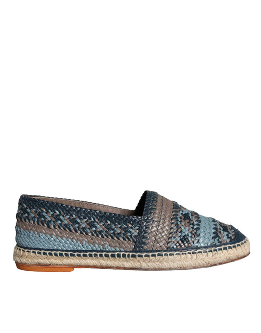 Alpargatas de piel tejida en gris azulado con diseño de búfalo de Dolce & Gabbana